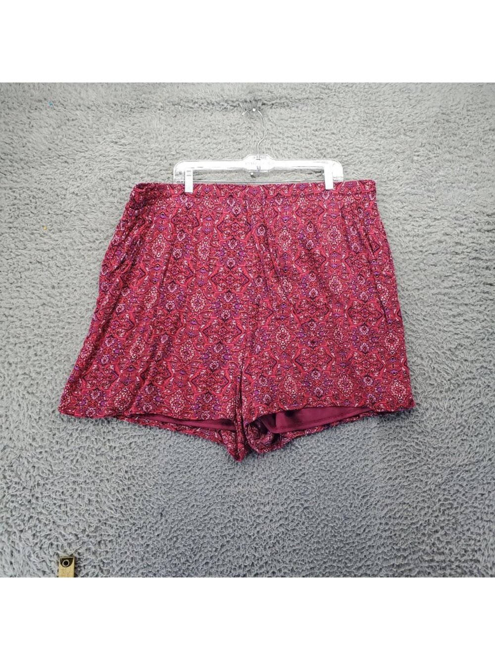Torrid Shorts Womens 3X Red Multicolor Pattern Lined Rayon Blend Elastic Waist